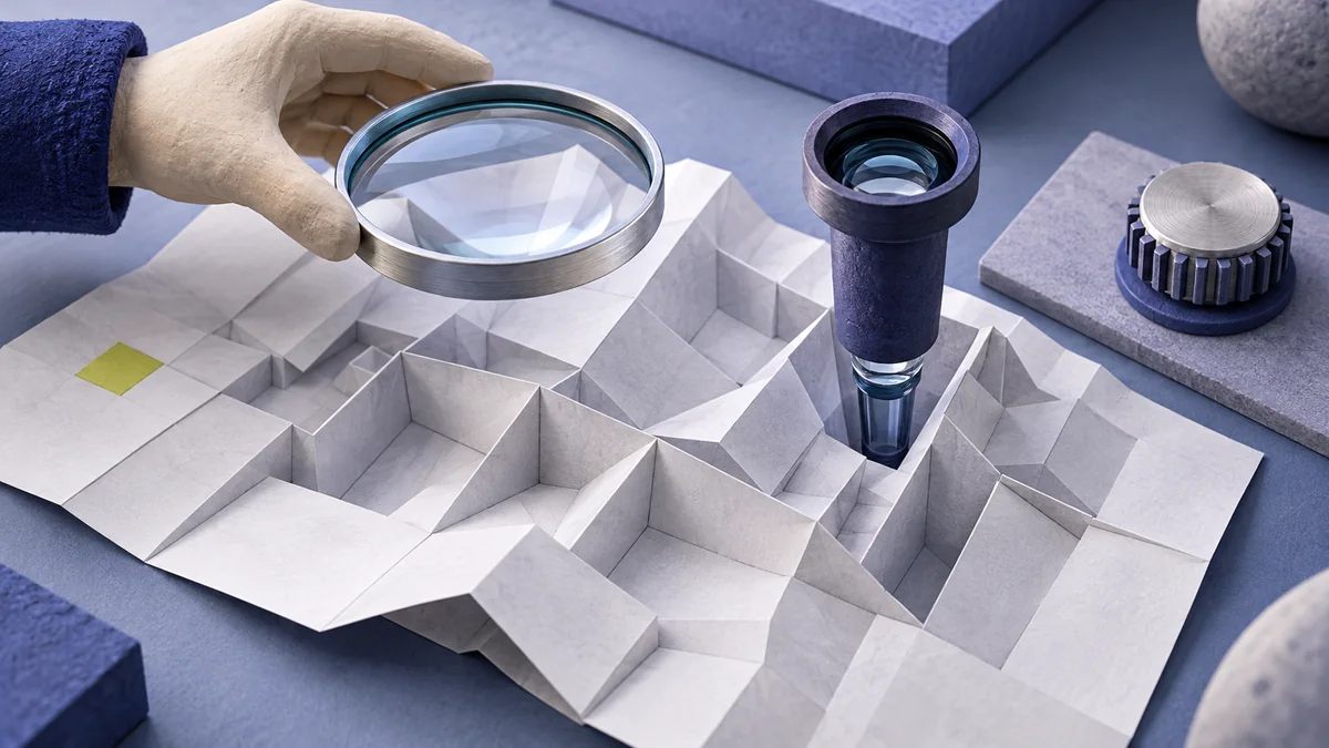 An illustration of examining a complex plan with two different lenses