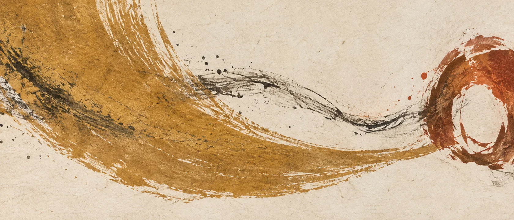AI-generated abstract print connecting an expansive curve and an intimate warm field
