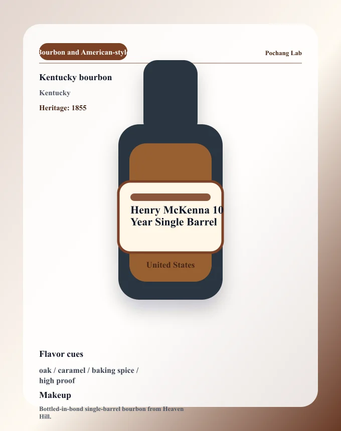Henry McKenna 10 Year Single Barrel ウイスキー銘柄カード