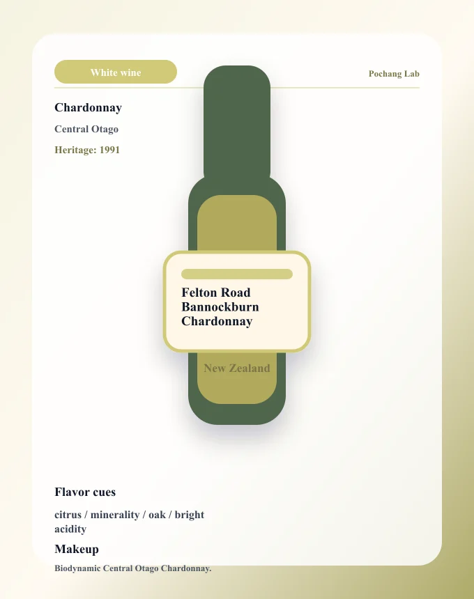 Felton Road Bannockburn Chardonnay ワイン銘柄カード