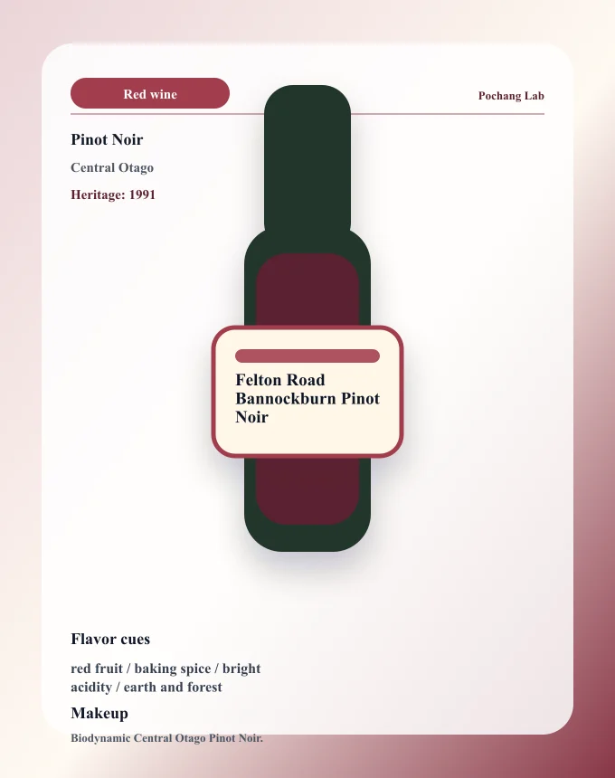 Felton Road Bannockburn Pinot Noir ワイン銘柄カード