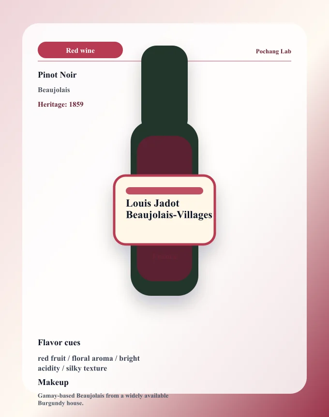 Louis Jadot Beaujolais-Villages ワイン銘柄カード